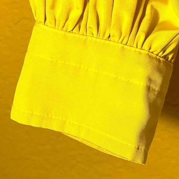 Tory burch taffeta Blouse Bright Bold Sunny Yellow Removable Versatile Bow 4 - Picture 7 of 16